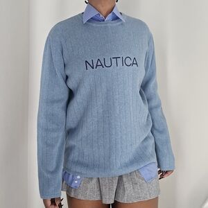 Vintage 90s Nautica Sweater Old Money Preppy Heavy Rib Knit Crew Neck